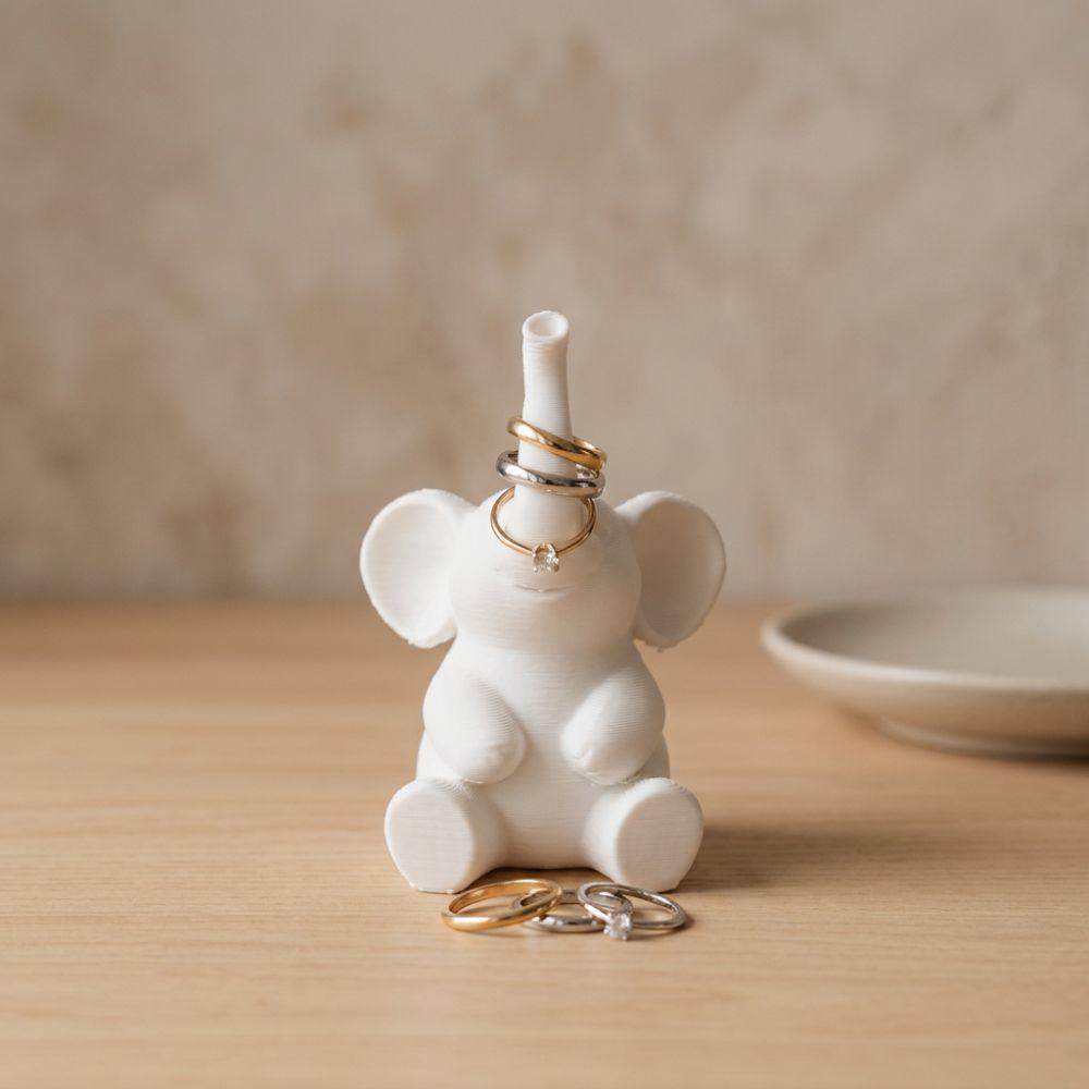Anti-Loss Long Trunk Elephant Ring Holder Minimalist 3D Printed Animal Jewelry Holder Aesthetic Art Sculpture