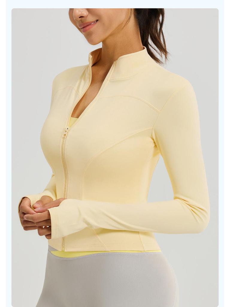 Women's Juyitang Stand-up Collar Yoga Jacket for Running & Cycling - Slimming, Elastic Fitness Top