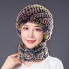 Hat Female Autumn Winter Trendy Versatile Rex Rabbit Hair Cycling Warm Ear Protection Fur Hat Scarf Set