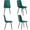 Dining Chair (4 Pcs), Dark Green, Set of 4 Upholstered Chair, Twill Velvet, Chair with Backrest, Seat Made of Velvet Frame Made of Metal, Metal Legs