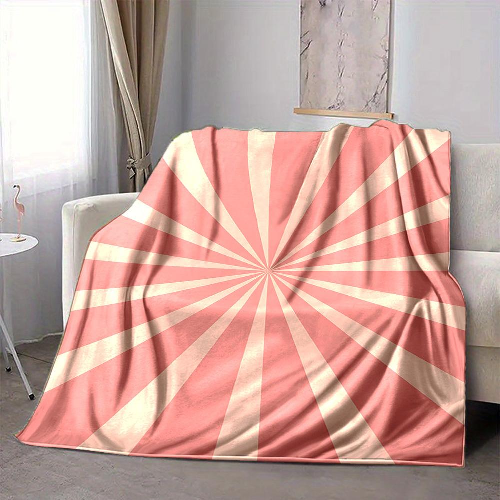 1pc Sunburst Stripes Lightweight Flannel Blanket, Comfortable and Warm Blanket, for Office and Camping Sofa Bed, Livingroom185