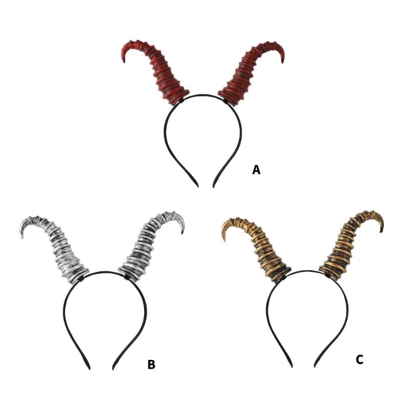 Devil Horn Headbands For Halloween Parties Costume Hair Accessory Lightweight Practical Resin Festival Accessory