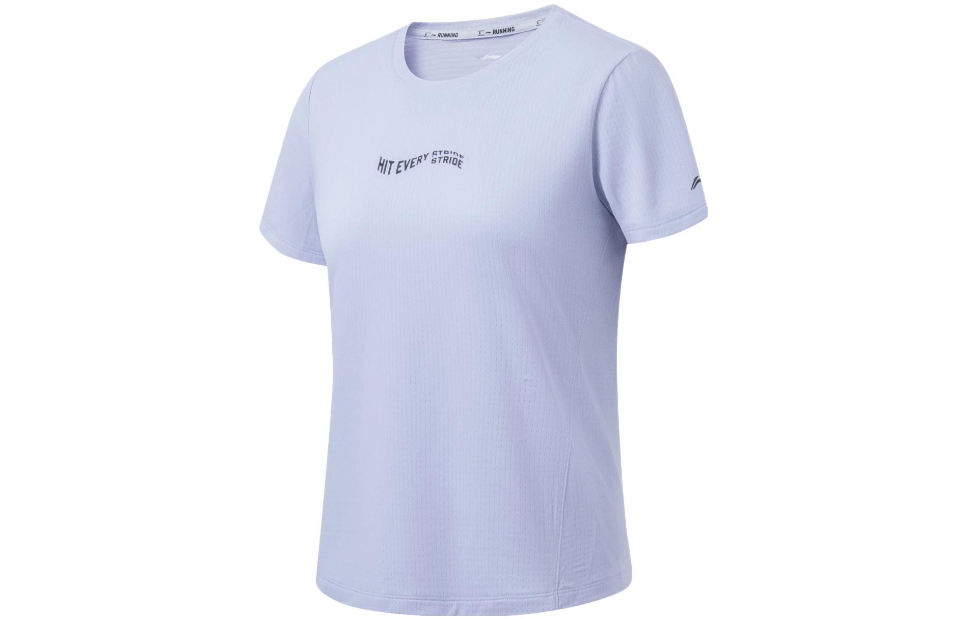 Li Ning Running Collection T Shirts Women s Sky Feather Blue Crew Neck Moderate Straight Fit ATST066-6 S