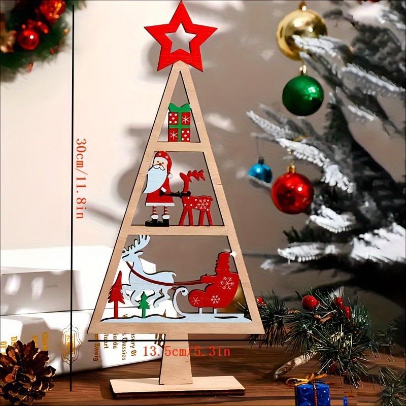 Wooden Christmas Tree Tabletop Decoration Creative Gifts Desktop Ornament for Christmas & New Year Party Atmosphere Home Decor
