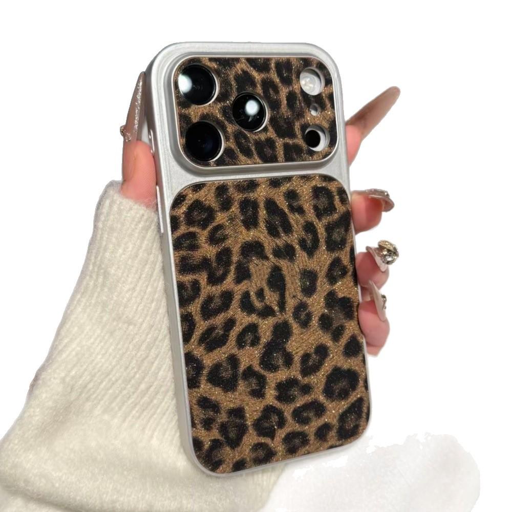 High-Grade Glitter Leopard Print iPhone 17 Pro Max Case - Full Coverage for iPhone 16, 15, 14, and 13.