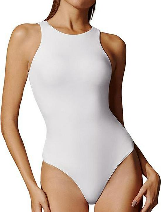 

Спортивный комбинезон облегающего кроя с круглым вырезом в европейском и американском стиле - топ из молочного шелка для горячей девушки Extra Small белый