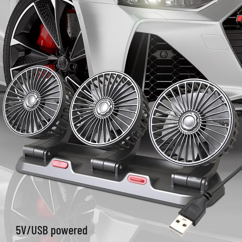 Dual Head USB Car Fan 12V/24V for Trucks and Vans - Powerful Cooling