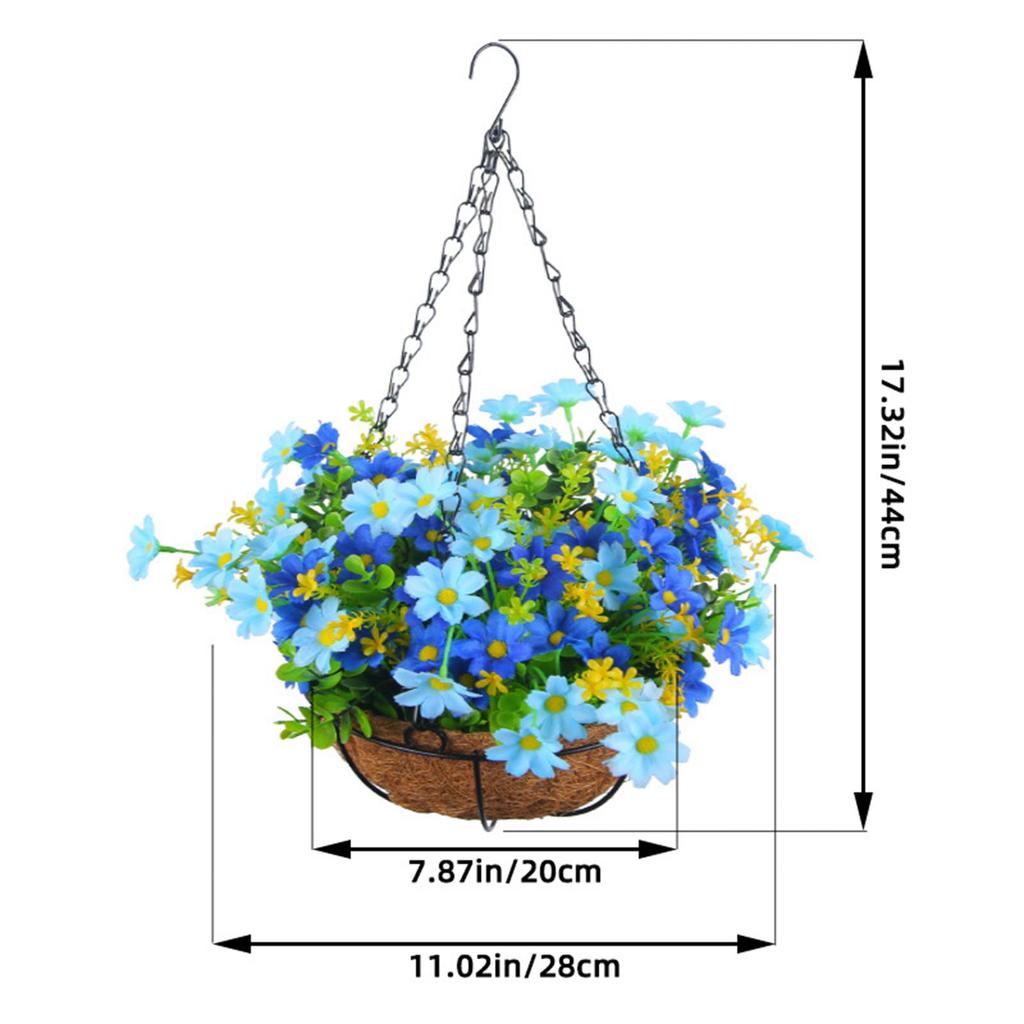 Artificial Hanging Flowers In Basket Ornament Flower Centerpieces Hanging Plant Chain Flower Pot for Lawn Yard Garden Patio