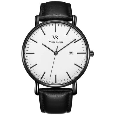 Simple Stylish Brand Popular Ultra Thin Lightweight Analog Watch Business Waterproof Quartz Arm Watch [BUREI] Men's Men's Black-White