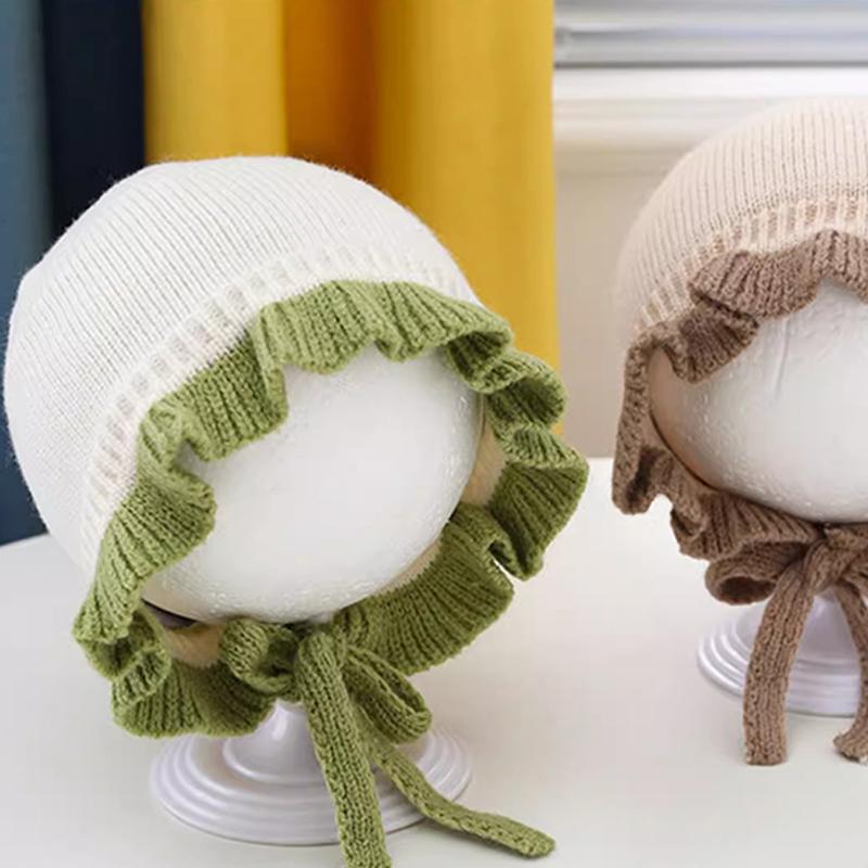 Autumn And Winter Baby Warm Lace Baby Knitted Hat Knitted Thickened Baby Ear Protection Hat Baby Knitted Hat Baby