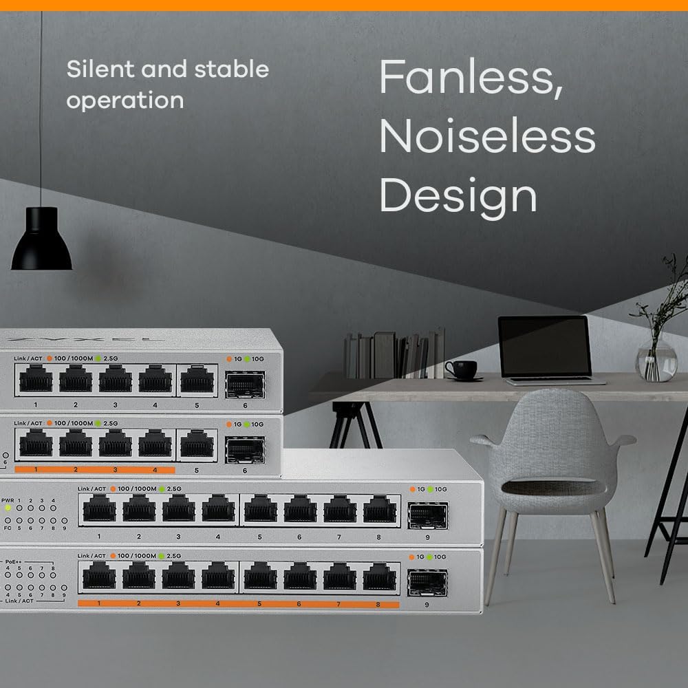 ZYXEL Port Gigabit Ethernet Unmanaged Switching Hub No Settings X Housing Fanless Wall Mount Invoice Business Operators 8/5 2.5Gbps Required8/5