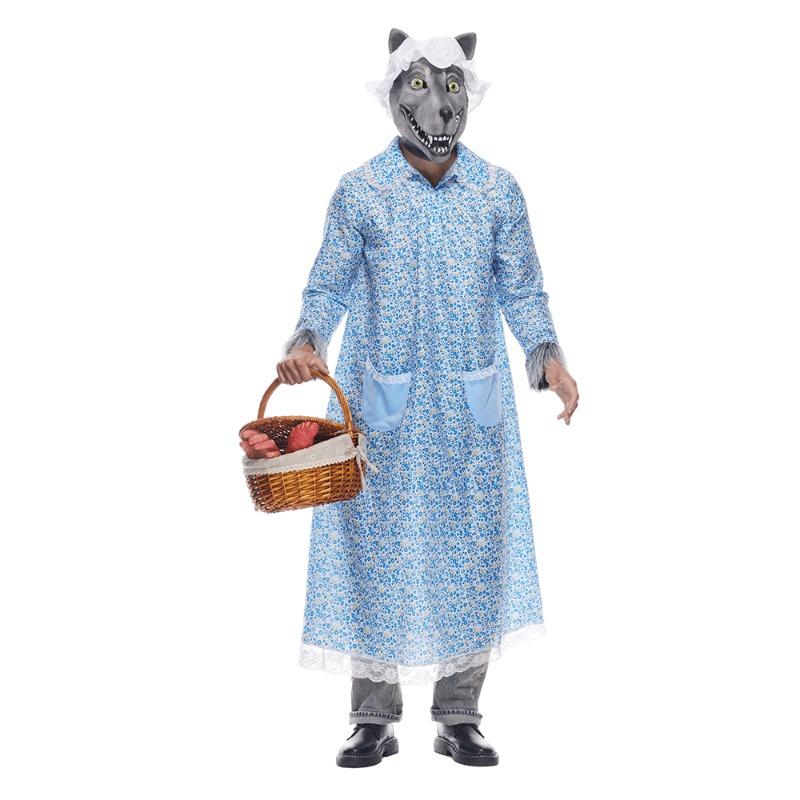 Adult Big Bad Granny Wolf Costume Funny Halloween Fairytale Little Red Riding Hood Outifts for Men Women Purim Carnival Party