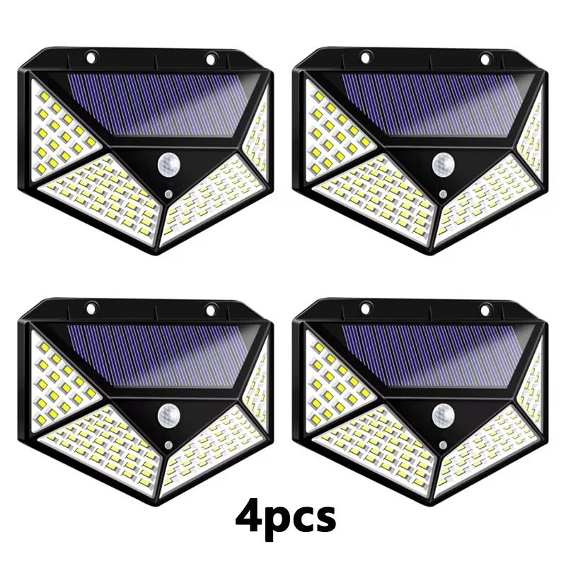 1/2/4/6Pcs 100 LED Outdoor Solar Lights PIR Motion Sensor Waterproof Solar Powered Sunlight Light for Outdoor Garden Lighting