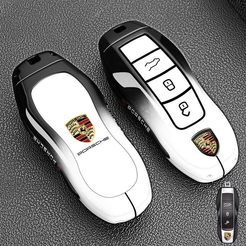 Metal Car Key Case Cover Holder Protection Key Bag For Porsche Panamera Carman Macann Bobst Cayenne 911 981 991 970 9969 Sticker