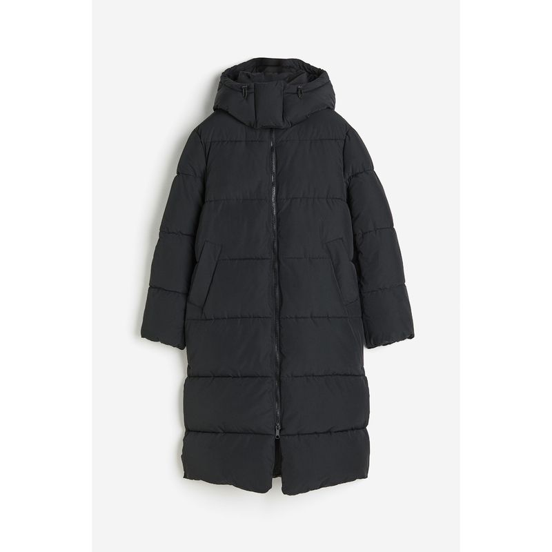 

Женское пальто HM Зимнее Водоотталкивающее Стеганое Свободное Пальто с Капюшоном и Воротником-стойкой с Хлопковой Набивкой 1172927 Black 160/88A(S)