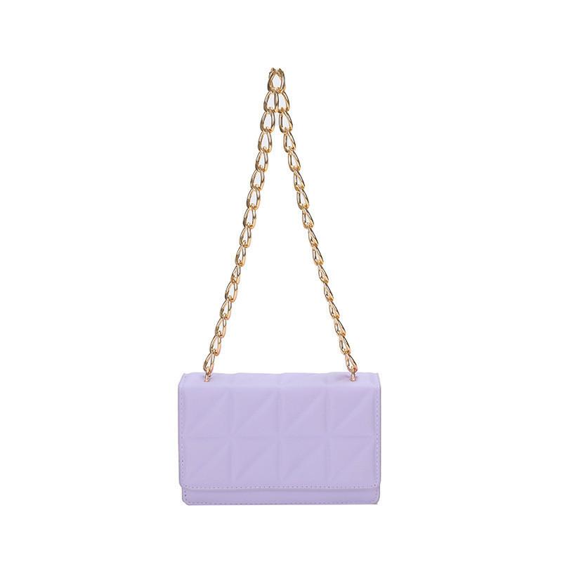 Stylish Women's Pu Quilted Chain Shoulder Bag In Chic Candy Colors Compact Urban Design