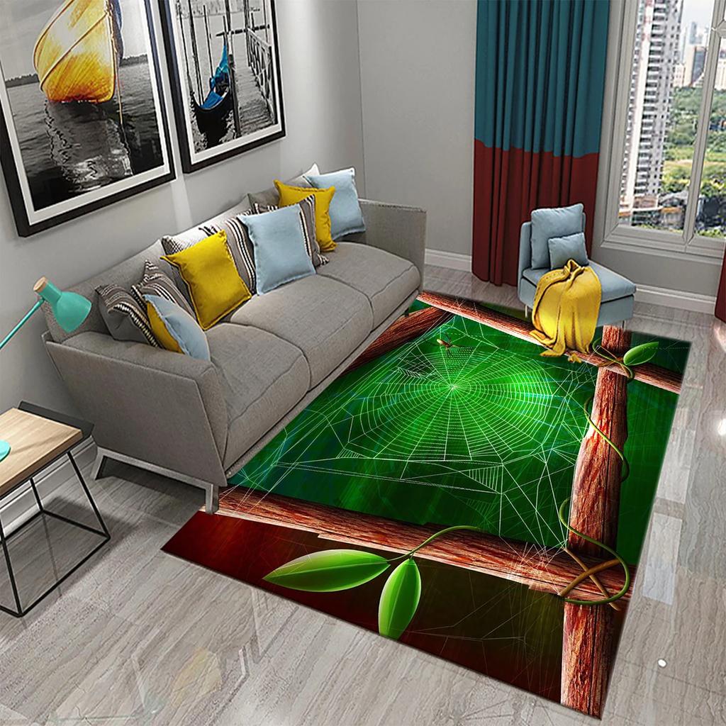 Halloween Horror Spider Web Carpet Teens Bedroom Living Room Large Decor Carpet Kitchen Bathroom Anti-Slip Door Mat Floor Mats