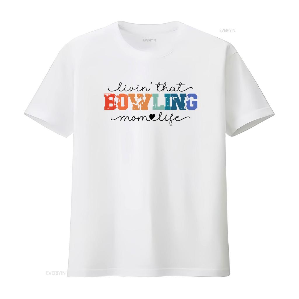 Bowling Mom Retro T Shirt Match Day Woman Collage Playing Team Season Sports School Fan Mama Mothers Birthday  vintage Washed