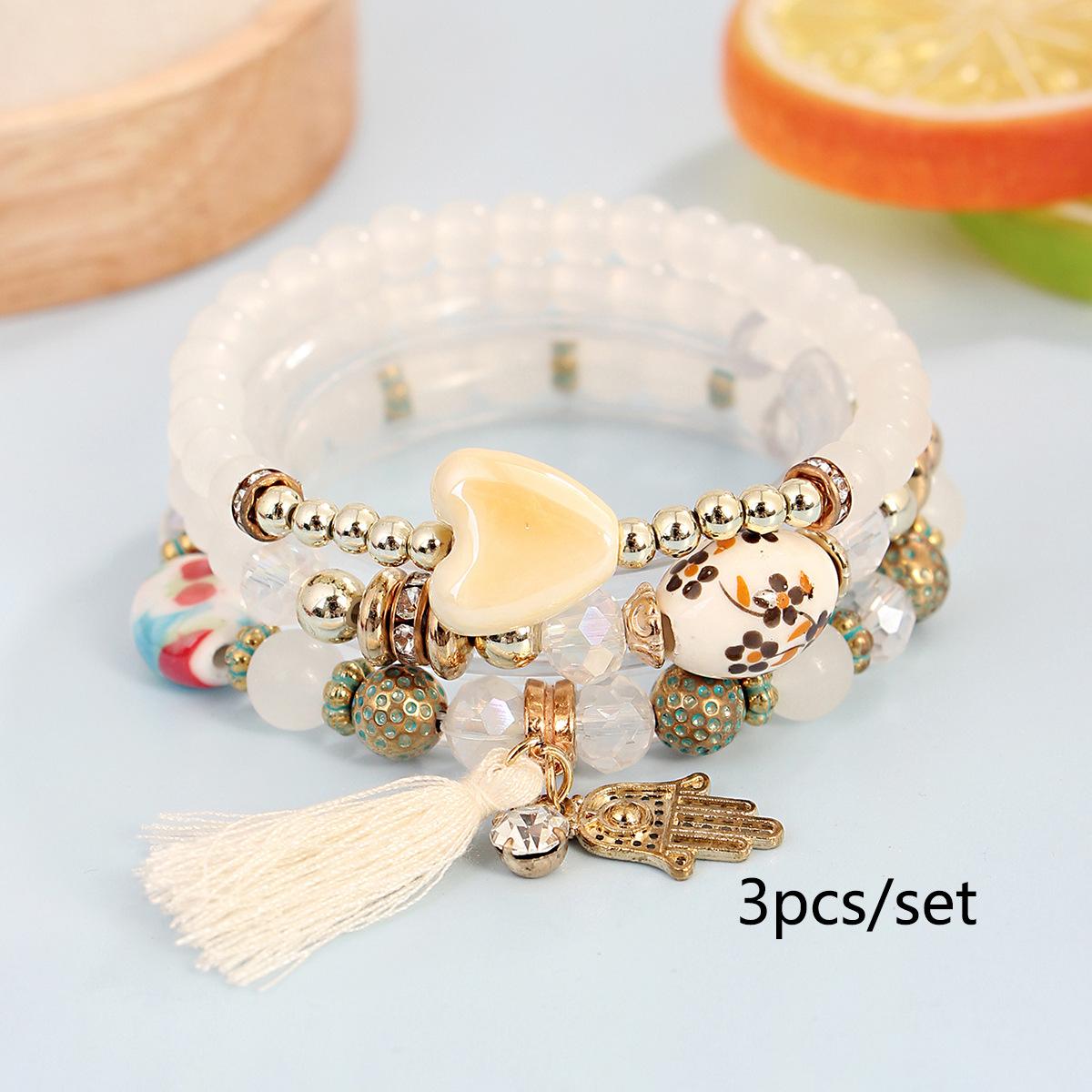 

JYL TS Bracelet Bohemian Set 8pcs Style Provides Versatile Luck Options White печінковий