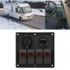 4 Gang Rocker   Panel 5Pin with Voltmeter 4.8A Dual USB Fast Charging Slot   for Car RV Yacht