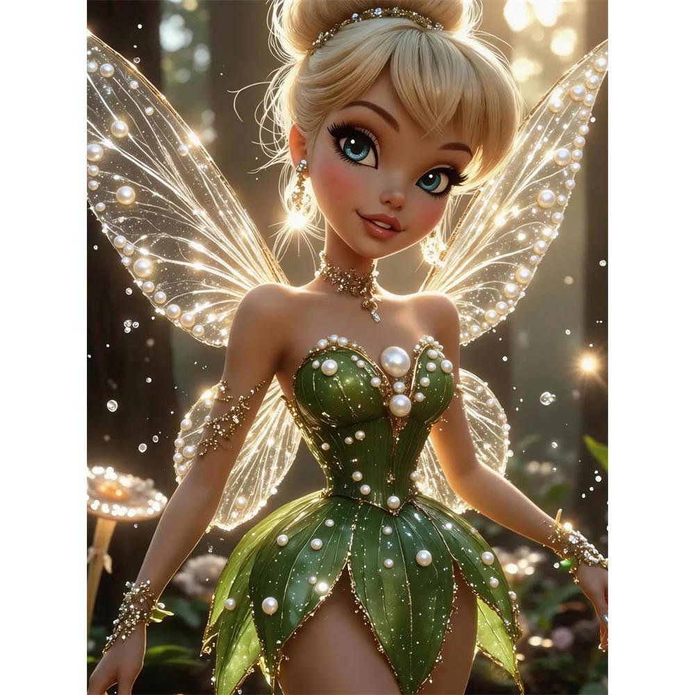 

Disney Magical Fairy Wall Decorations Artificial Pearl Canvas Decor Set 5D Artificial Pearl Puzzle Embroidery Home Decor Handmade Gift 35x45cm