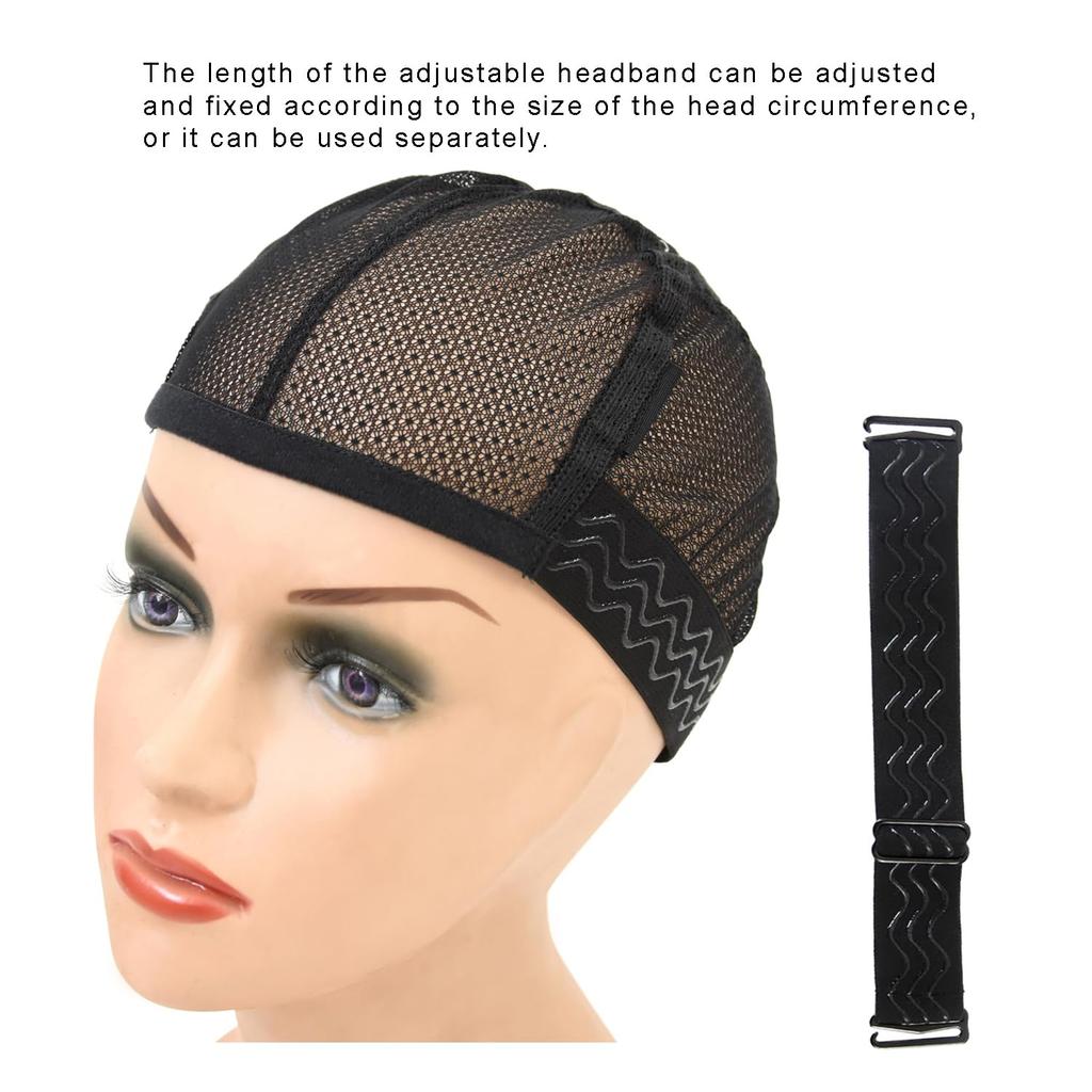 Nylon Mesh Weaving Hairnets Silicone Grip Elastic Band Wig Cap Removable Adjustable Breathable Comfortable Nonslip Strong Hold