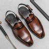 Spring and Autumn Large Size Men's Shoes with Leather Sneakers with Buckles Fashionable British Heelless Leather Sandals