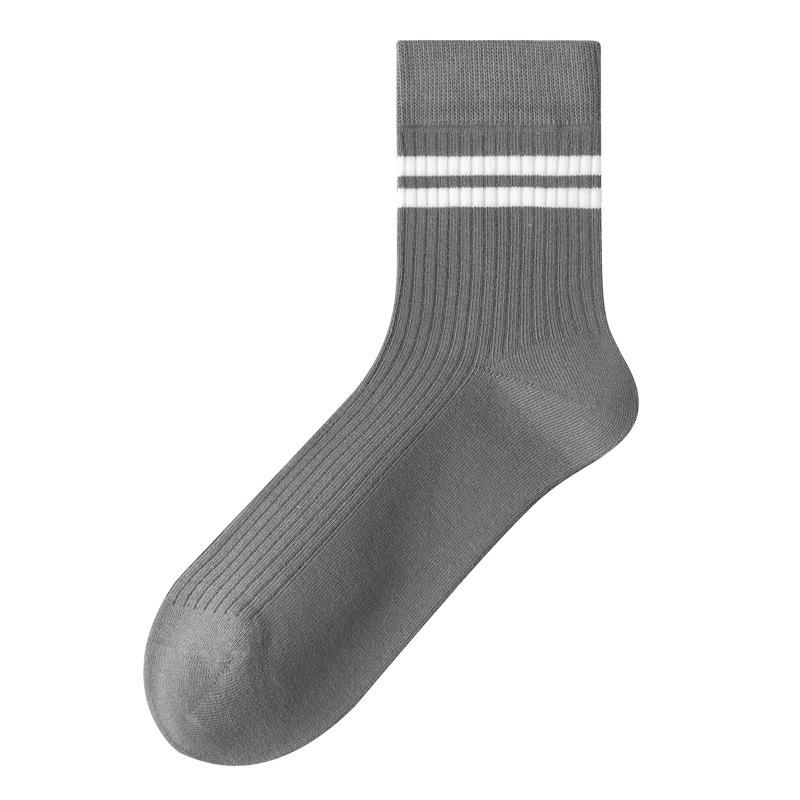 Men's Autumn and Winter Pure Cotton Striped Mid-calf Socks Boneless Long Socks Spring and Autumn Trend All-cotton Long Calf Socks Trend