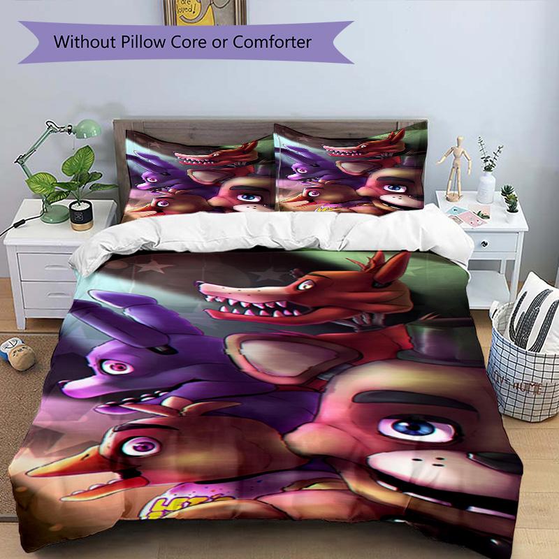 3pcs Duvet Cover Set (1*Duvet Cover + 2*Pillowcase, Without Core), Five Nights At Freddy's Print Bedding Set, Bedroom Decor, All‑Season, Birthday Gift