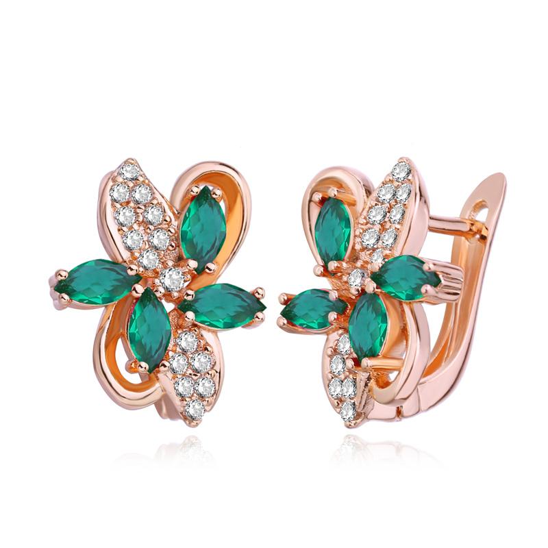 

Серьги-клипсы MINTHA, модные серьги цвета розового золота, свадебные повседневные модные украшения, серьги с зеленым фианитом для женщин, свадебные серьги A