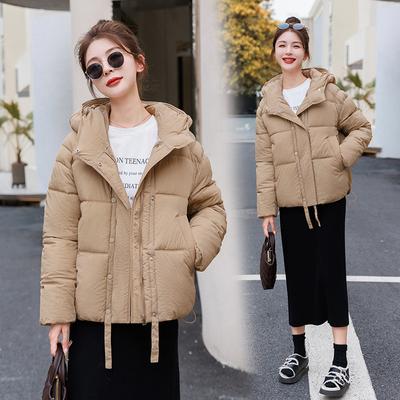 Candy-colored Down Cotton-padded Jacket Women's Coat Autumn and Winter Short Thick Loose Hooded Bread Clothes