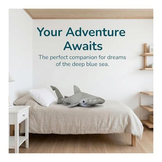 ZHONGXIN MADE Deep Sea Fish Simulation Hammerhead Shark Plush Toy 40cm Cute Shark Animal Stuffed Pillow Boys Girls Birthday Gift Simulation Series