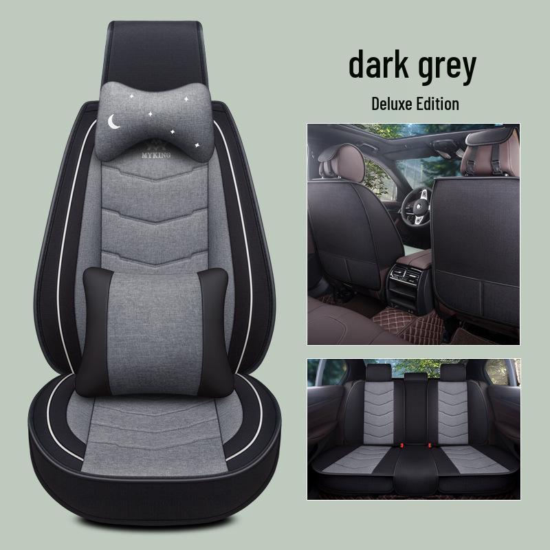 Full Coverage Linen Cartoon Panda Car Seat Cushion - Universal Fit, 2020