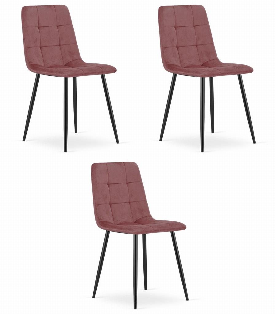 KARA chair - pink velvet / black legs x 3