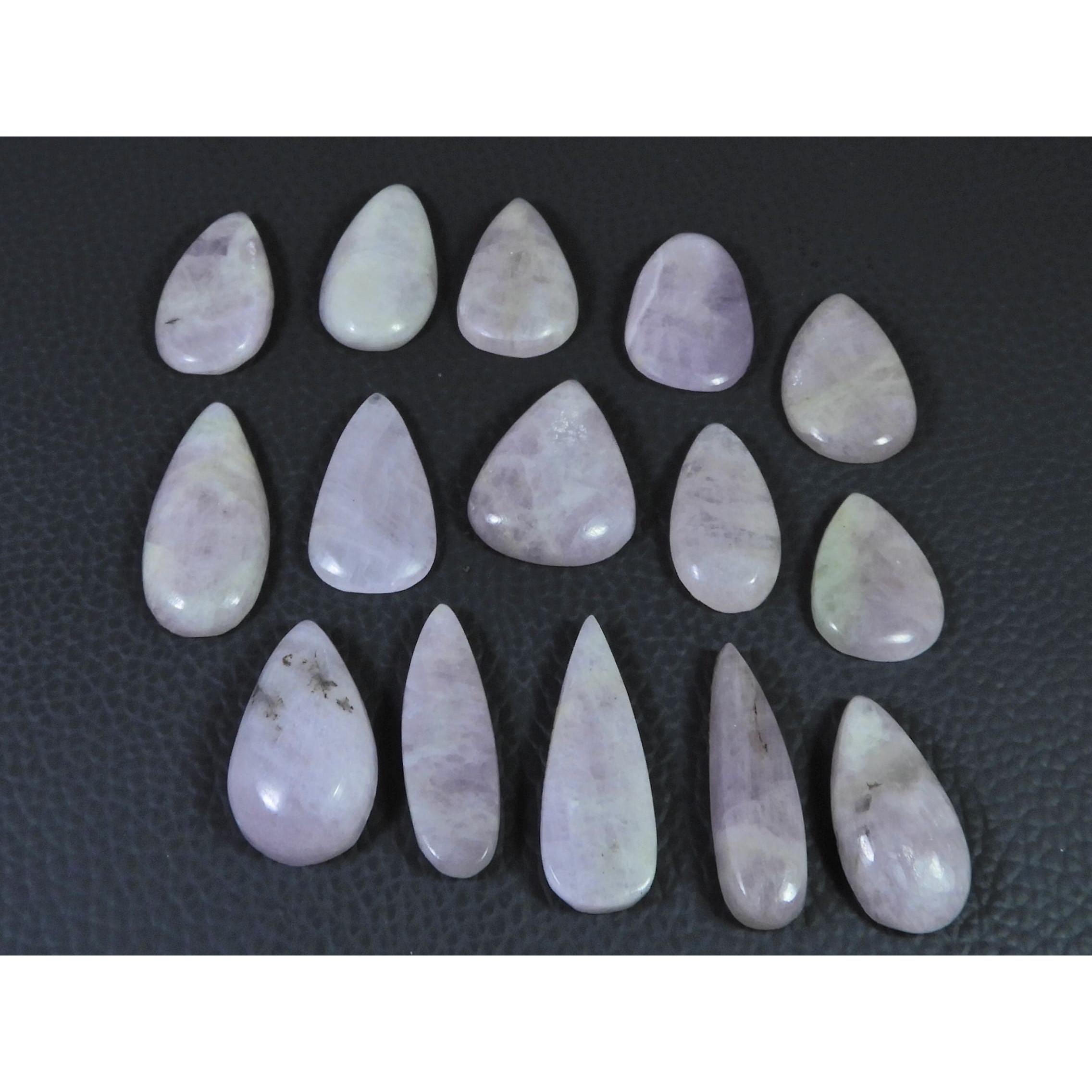 205Cts. Natural Pink Kunzite Pear Cabochon Loose Gemstone 14Pcs Lot 20-26MM C-1161