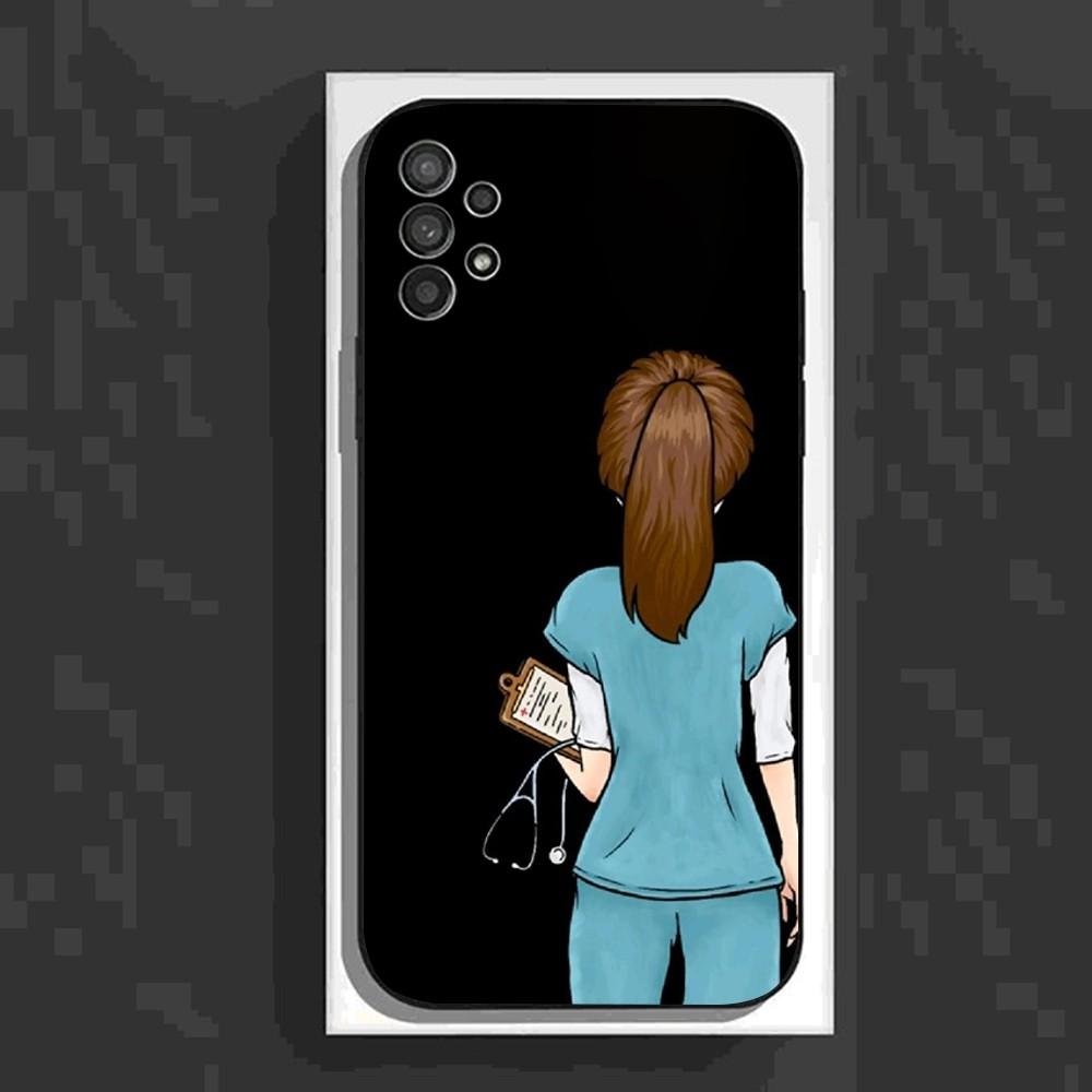 Nurse Cartoon Doctors Phone Case For Samsung Galaxy A13,A21s,A22,A31,A32,A52,A53,A71,A80,A91 Soft Black Cover