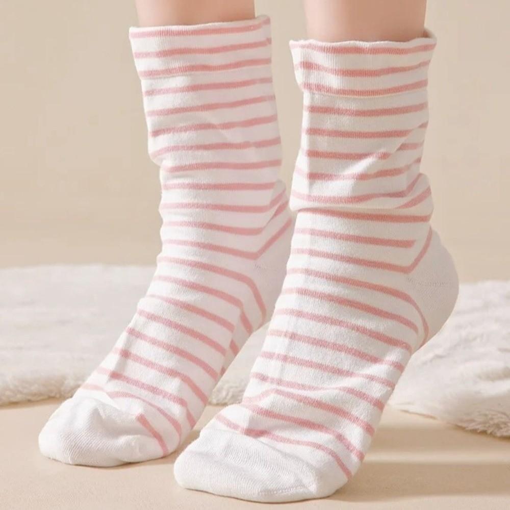 5Pairs Comfortable Striped Socks Colorful Women Tube Socks Korean Style Cotton Socks Sleeping Socks