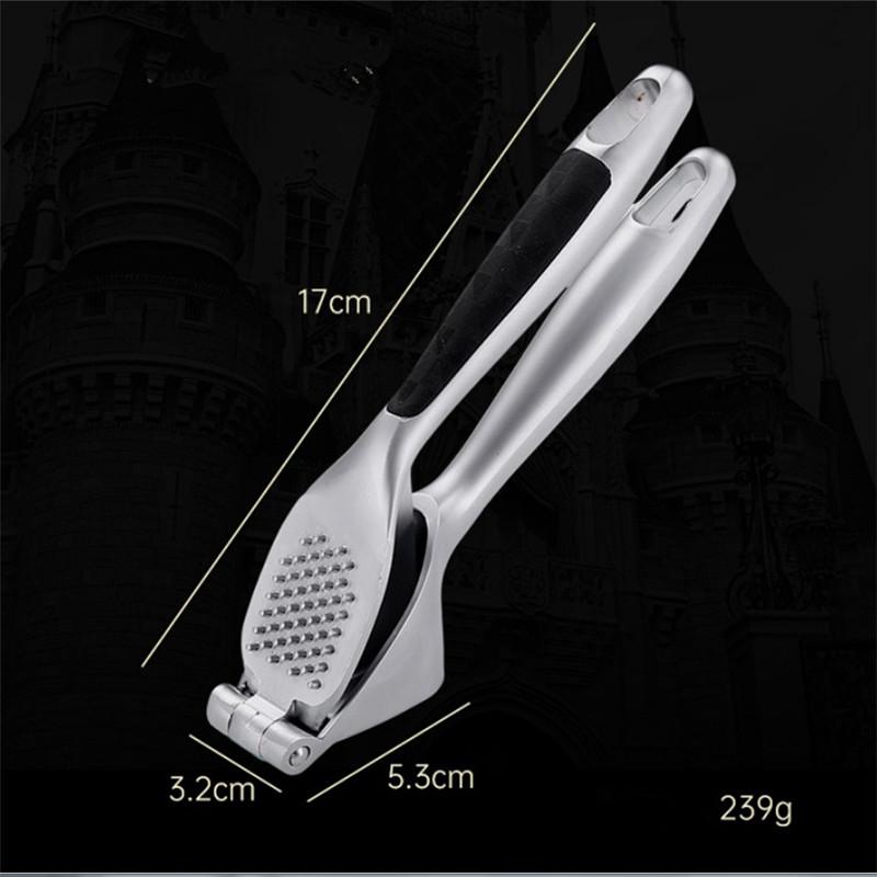 Zinc Alloy Creative Manual Garlic Press - Ergonomic Handle Garlic Mincer Peeler Non-Slip Easy Clean Home Kitchen Tool