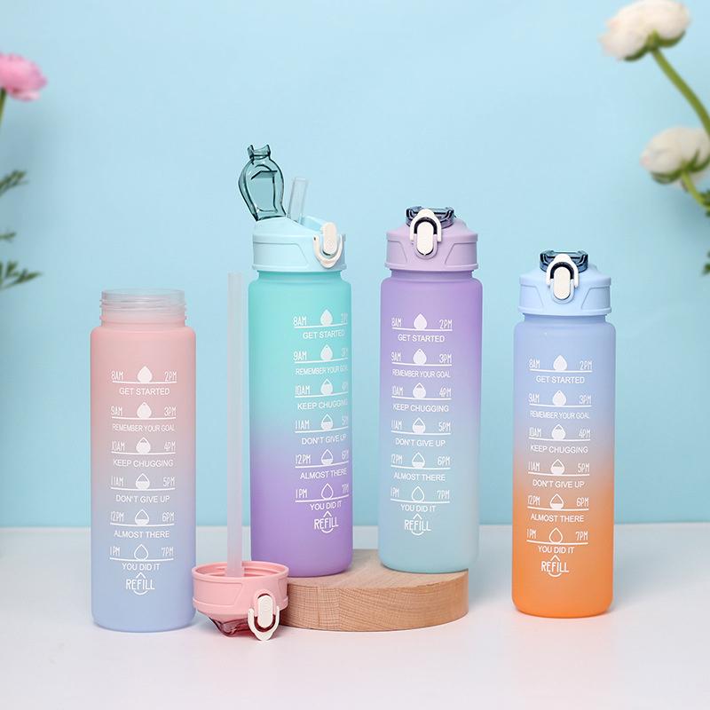 900ml Láhev na vodu Motivační sportovní láhev s časovou značkou Nepropustný pohár Fitness Bpa Free Přenosné nádobí na pití pro venkovní použití