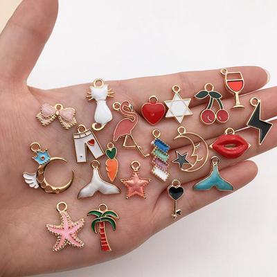 Animal Flower Mixed Enamel Charms Pendants Diy Bracelet Jewelry Making Craft