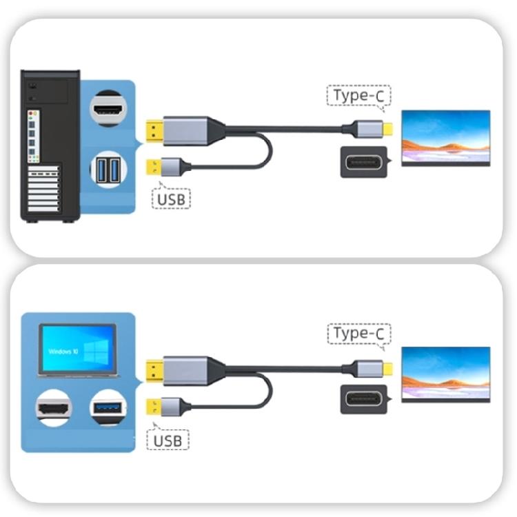 USB Type C To  Converters Cable 4K@60Hz Touch Support  Male to Type C Male Cable For Monitors