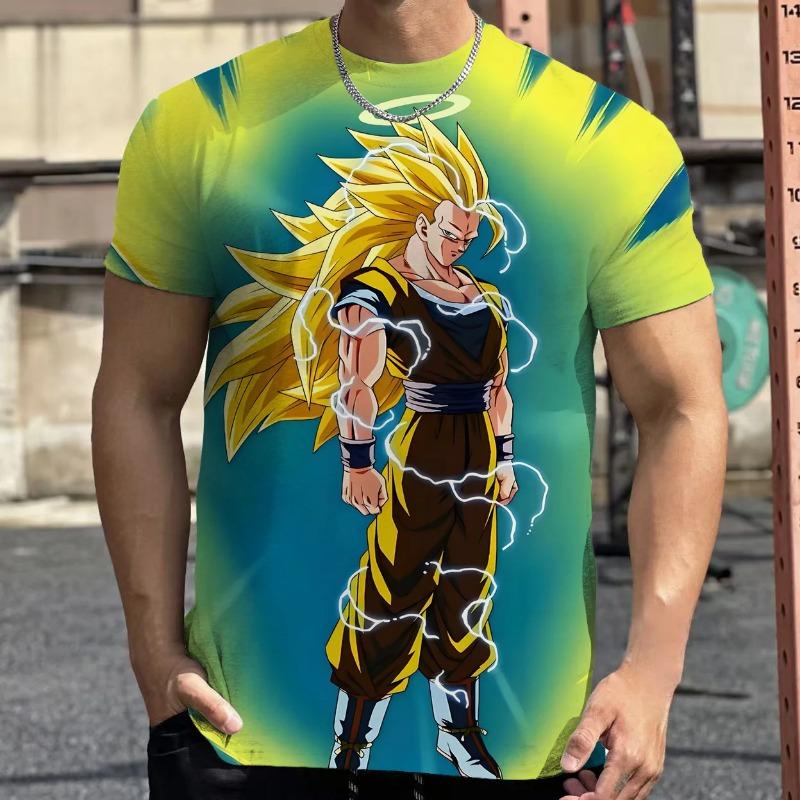 2026 Summer Dragon Ball Retro Fitness T-shirt Men's Oversized 3D Printed Short-sleeved