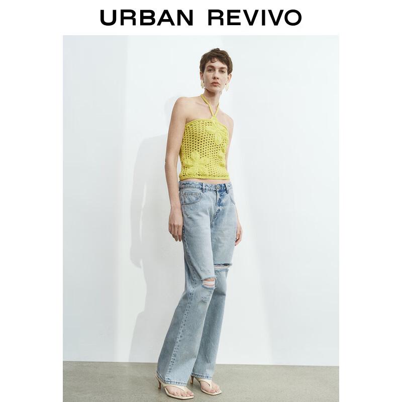 

UR 2025 Весенние женские джинсы прямого кроя с потертостями 30