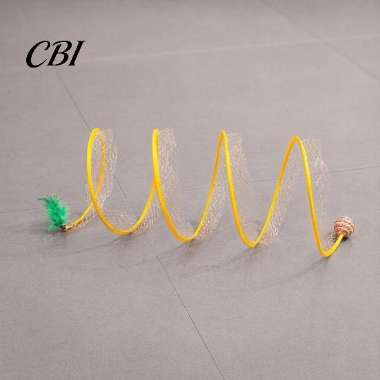 Cat Tunnel Toy S-Shape Toy, Foldable Wire Frame Play Tube for Indoor Cats, Hide And Seek Bendable Self-Play Hideout with Plush Mouse Interactive Toys