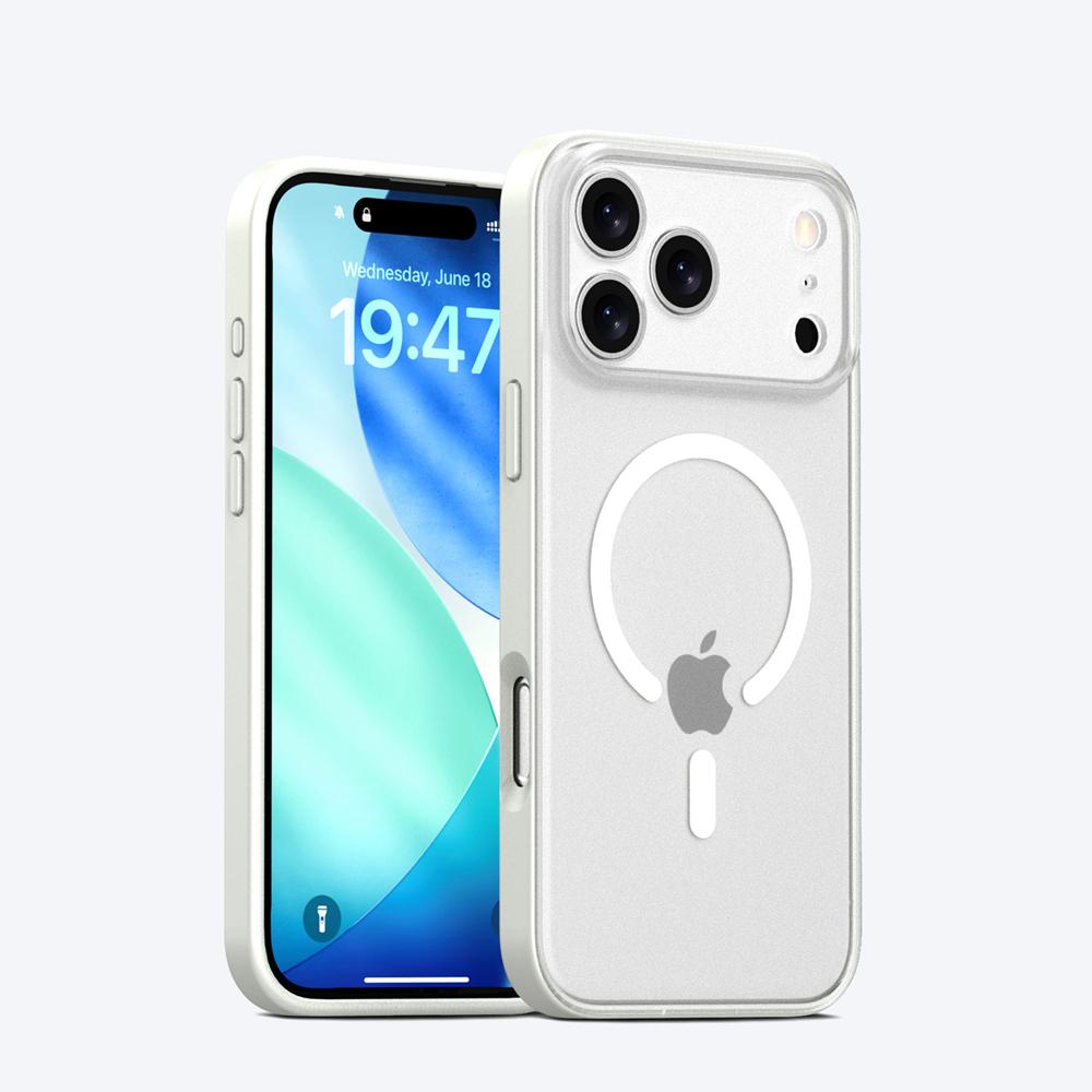 KEYSION Magnetic Matte Transparent Case for MagSafe for iPhone 17 Pro Max Silicone+PC Shockproof Wireless Charging Phone Cover