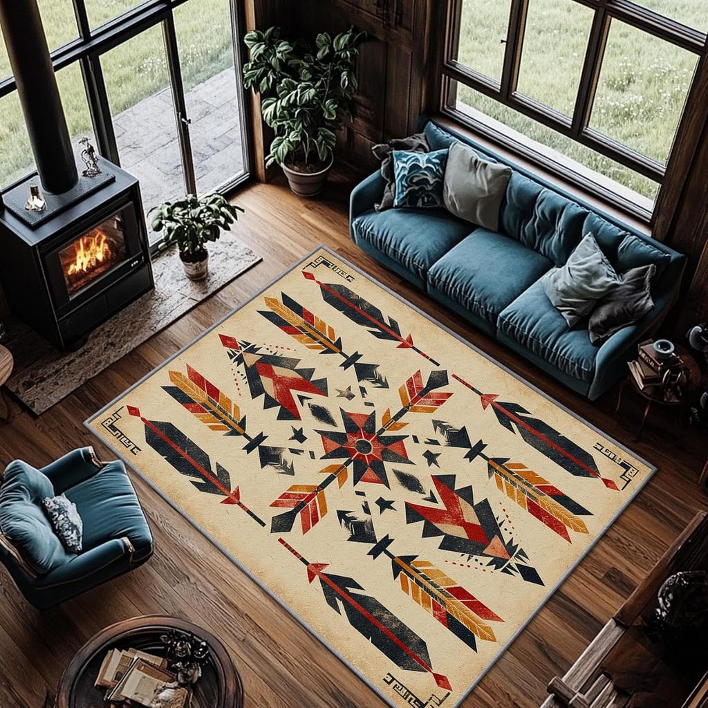 Ethnic Characteristic Carpet with Rich Colors Living Room and Bedroom Fully Covered with Vintage Bohemian Style Carpet