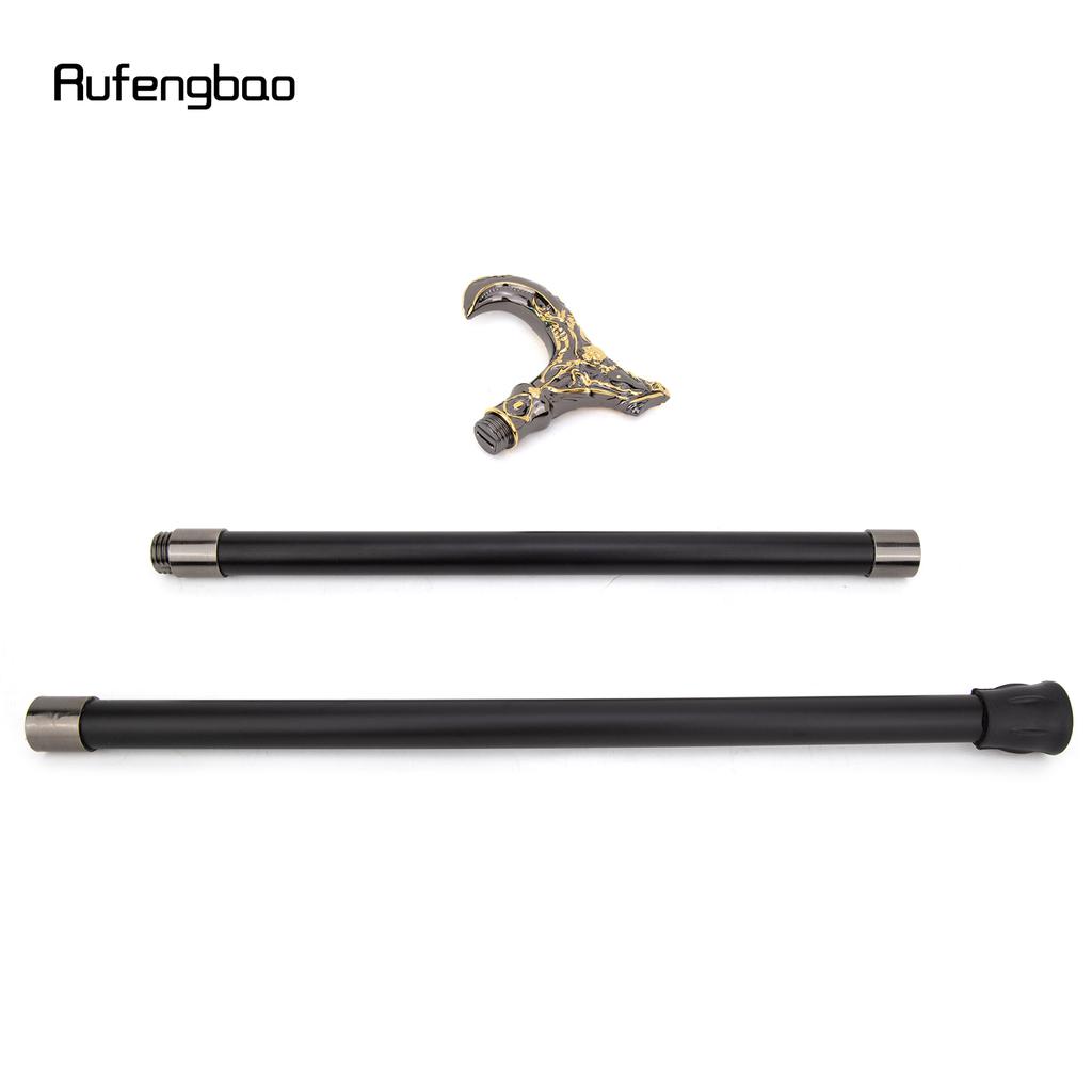 Golden Black Skull Flower Head Walking Cane Fashion Decorative Walking Stick Gentleman Elegant Cosplay Cane Knob Crosier 93cm