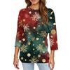 Women's Fashion Casual Christmas Printed Round Neck Long Sleeve Pullover Top