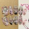 Kawaii Handmade Square Press On Nails Art Party Stickers Cute Flower Panda Bear Animal Custom Acrylic Fake Nails