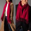 Pashmina Collection Cashmere Silk Stole Gift Box Wine Red 45x180cm